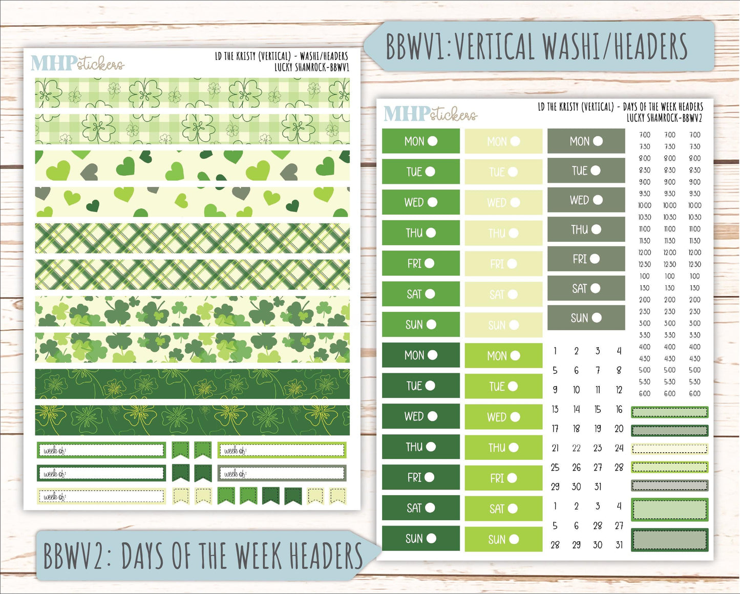 MARCH 2026 Stickers for the Mae & Kristy Laurel Denise Planners (Book Bound Planner) "Lucky Shamrock" || BB