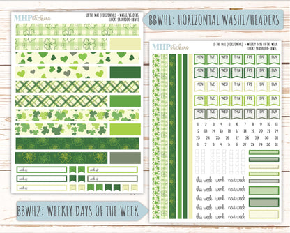MARCH 2026 Stickers for the Mae & Kristy Laurel Denise Planners (Book Bound Planner) "Lucky Shamrock" || BB
