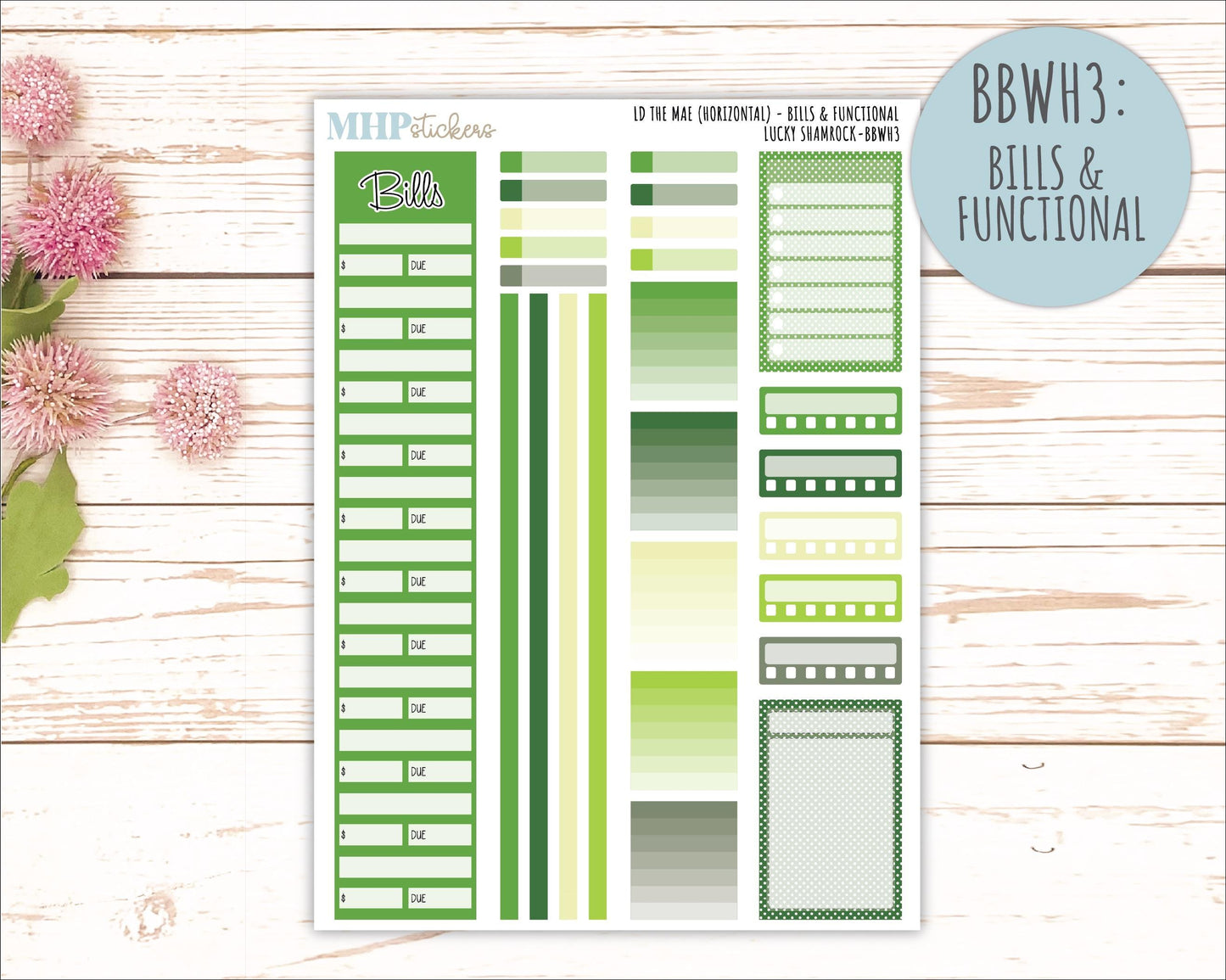 MARCH 2026 Stickers for the Mae & Kristy Laurel Denise Planners (Book Bound Planner) "Lucky Shamrock" || BB