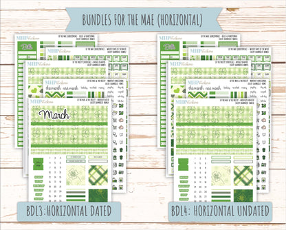 MARCH 2026 Stickers for the Mae & Kristy Laurel Denise Planners (Book Bound Planner) "Lucky Shamrock" || BB