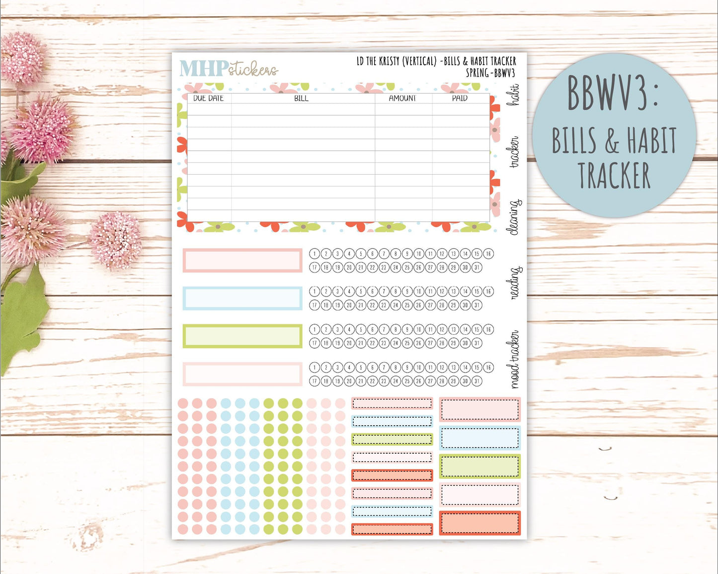 MARCH 2026 Stickers for the Mae & Kristy Laurel Denise Planners (Book Bound Planner) "Spring" || BB