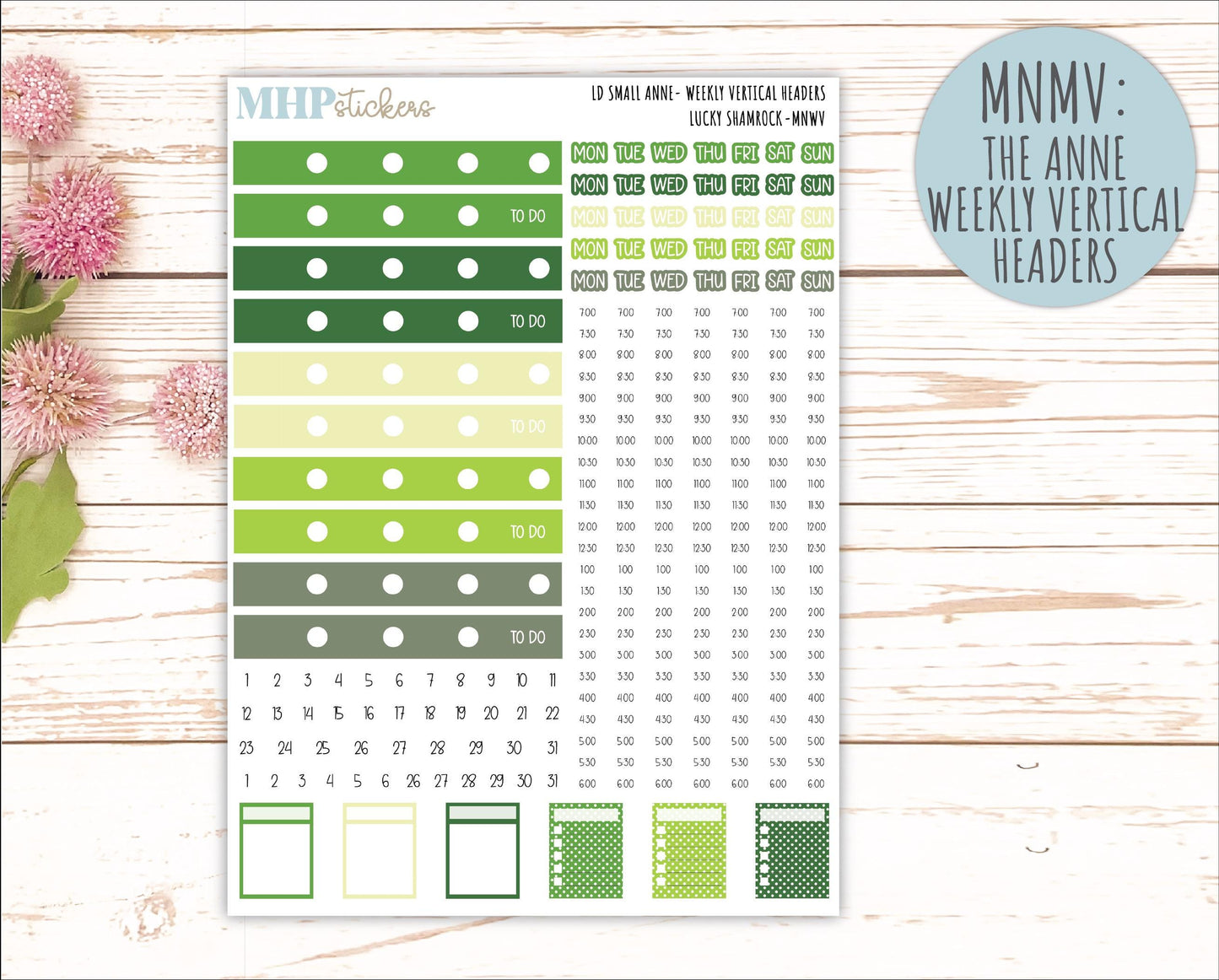 MARCH 2026 Stickers for Small Nancy & Anne Laurel Denise Planners. (Formerly Mini Planner) "Lucky Shamrock" || MN