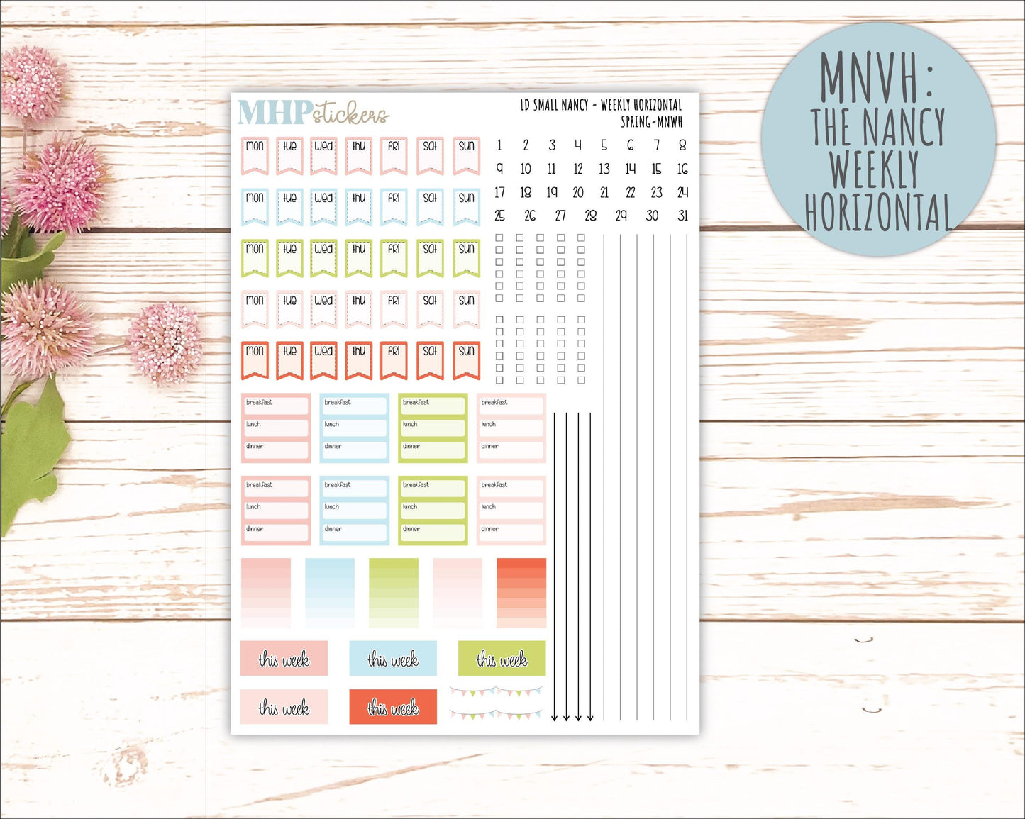 MARCH 2026 Stickers for Small Nancy & Anne Laurel Denise Planners. (Formerly Mini Planner) "Spring" || MN