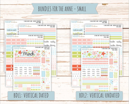 MARCH 2026 Stickers for Small Nancy & Anne Laurel Denise Planners. (Formerly Mini Planner) "Spring" || MN