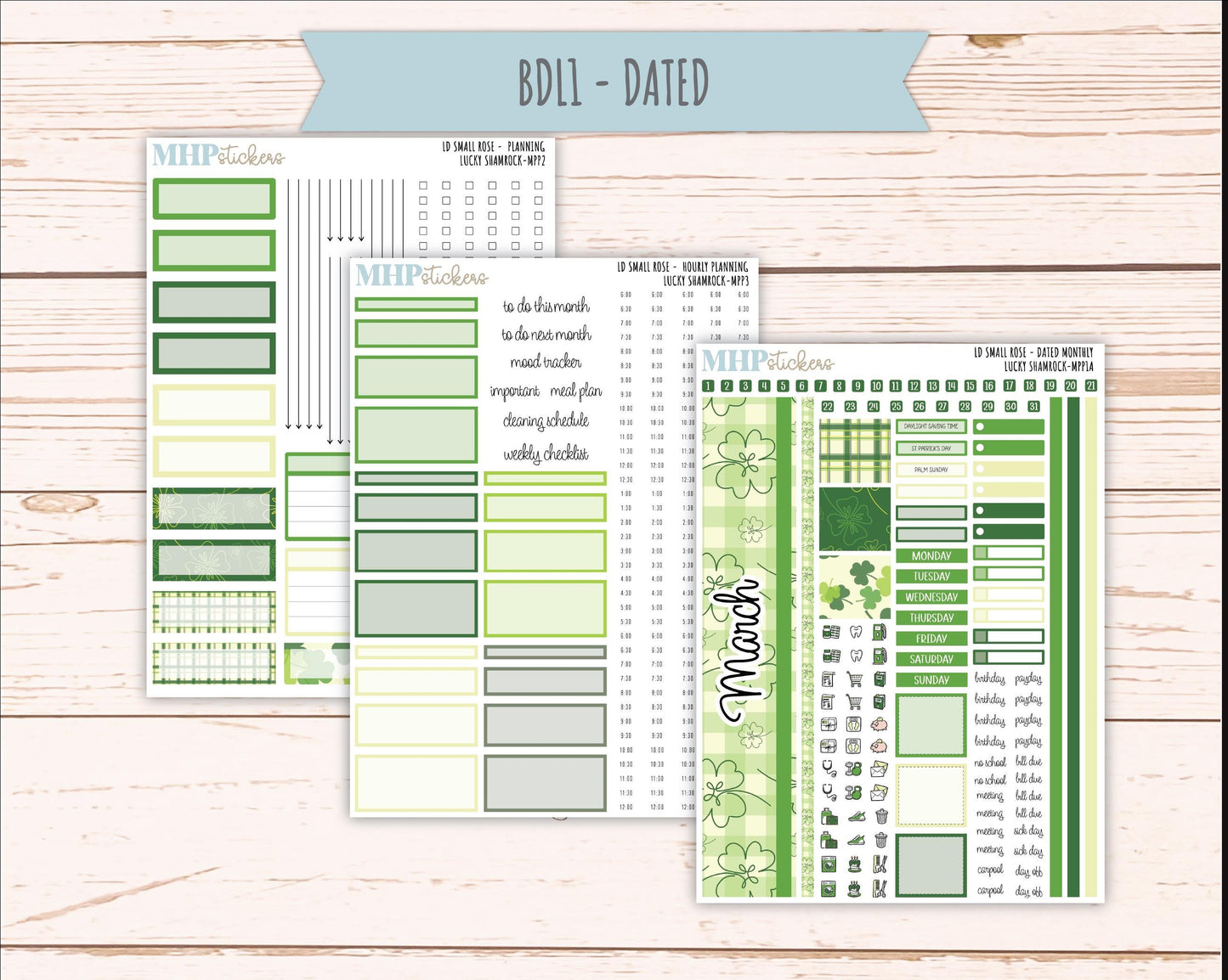 MARCH 2026 Stickers for The Small Rose Laurel Denise Planner (Formerly Mini Project Planner) "Luckly Shamrock" || MPP
