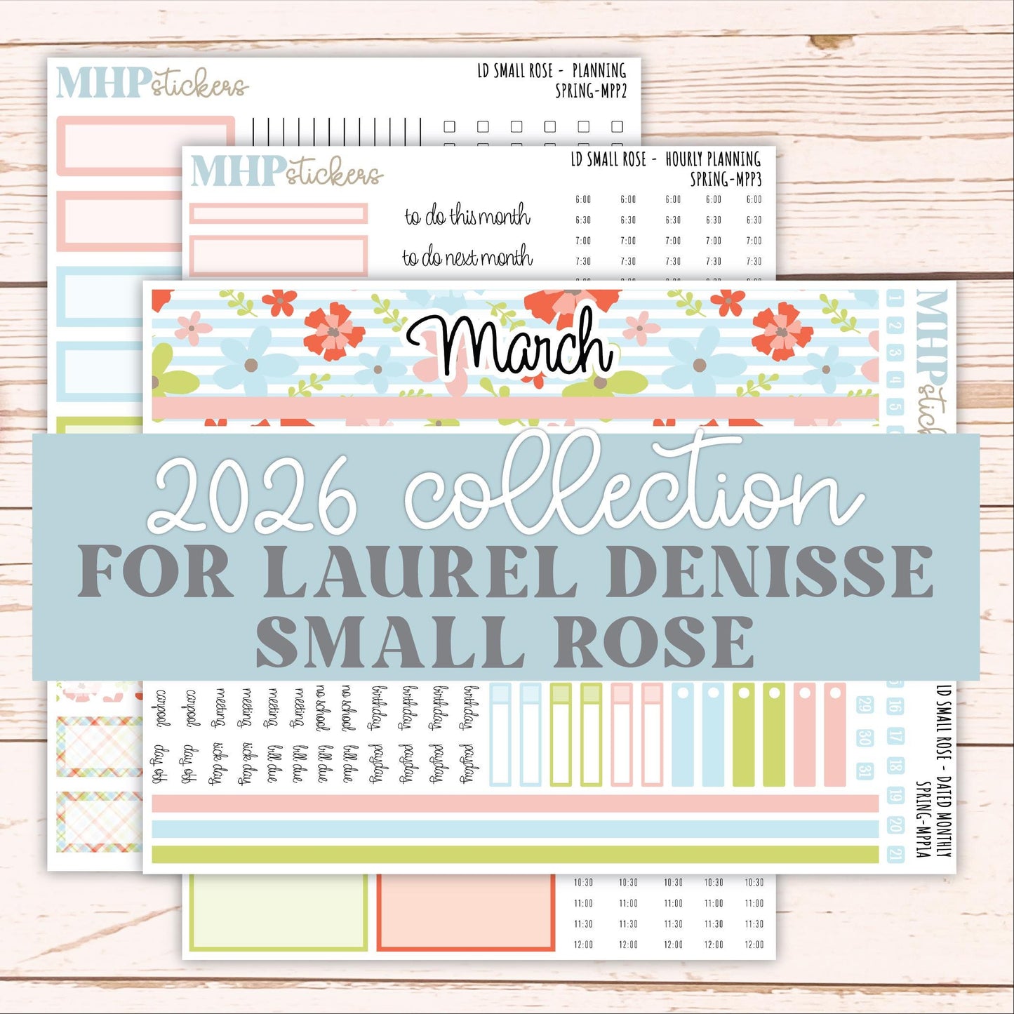 MARCH 2026 Stickers for The Small Rose Laurel Denise Planner (Formerly Mini Project Planner) "Spring" || MPP