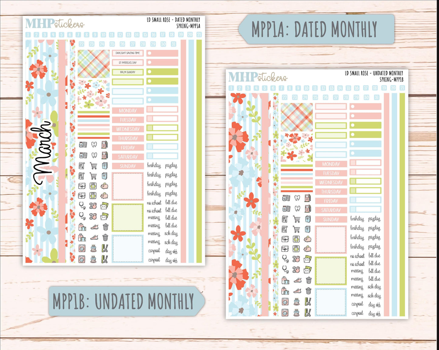 MARCH 2026 Stickers for The Small Rose Laurel Denise Planner (Formerly Mini Project Planner) "Spring" || MPP