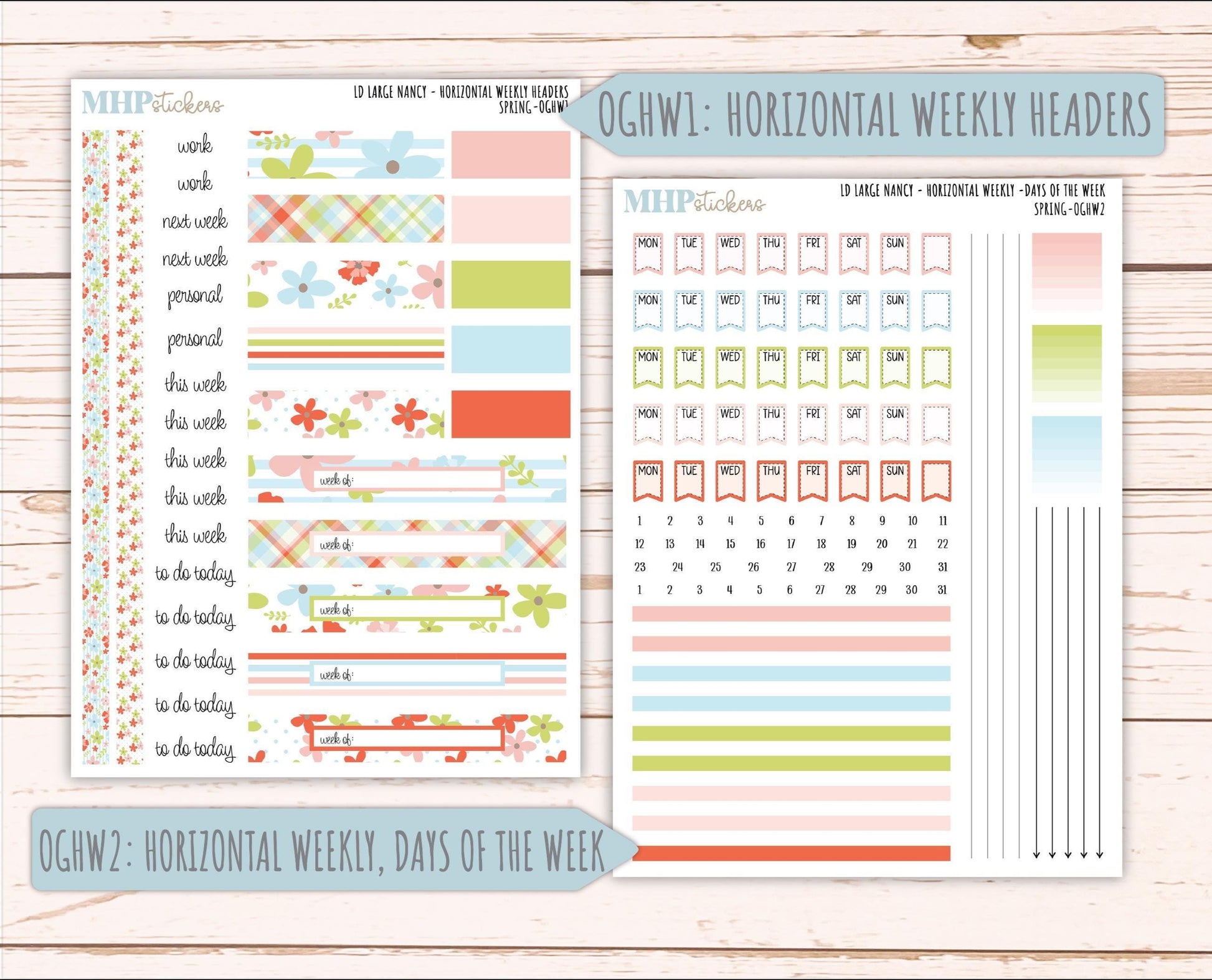 MARCH 2026 Stickers for Large Nancy & Anne Planners (Formerly Original Size). For Laurel Denise Planners. "Spring" || OG