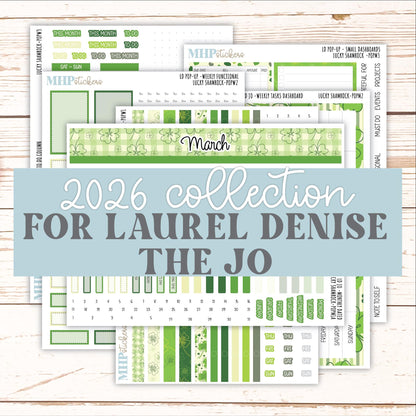 MARCH 2026 Stickers for The Jo, Laurel Denise Planner (Formerly Pop-Up Planner) "Lucky Shamrock" || POP