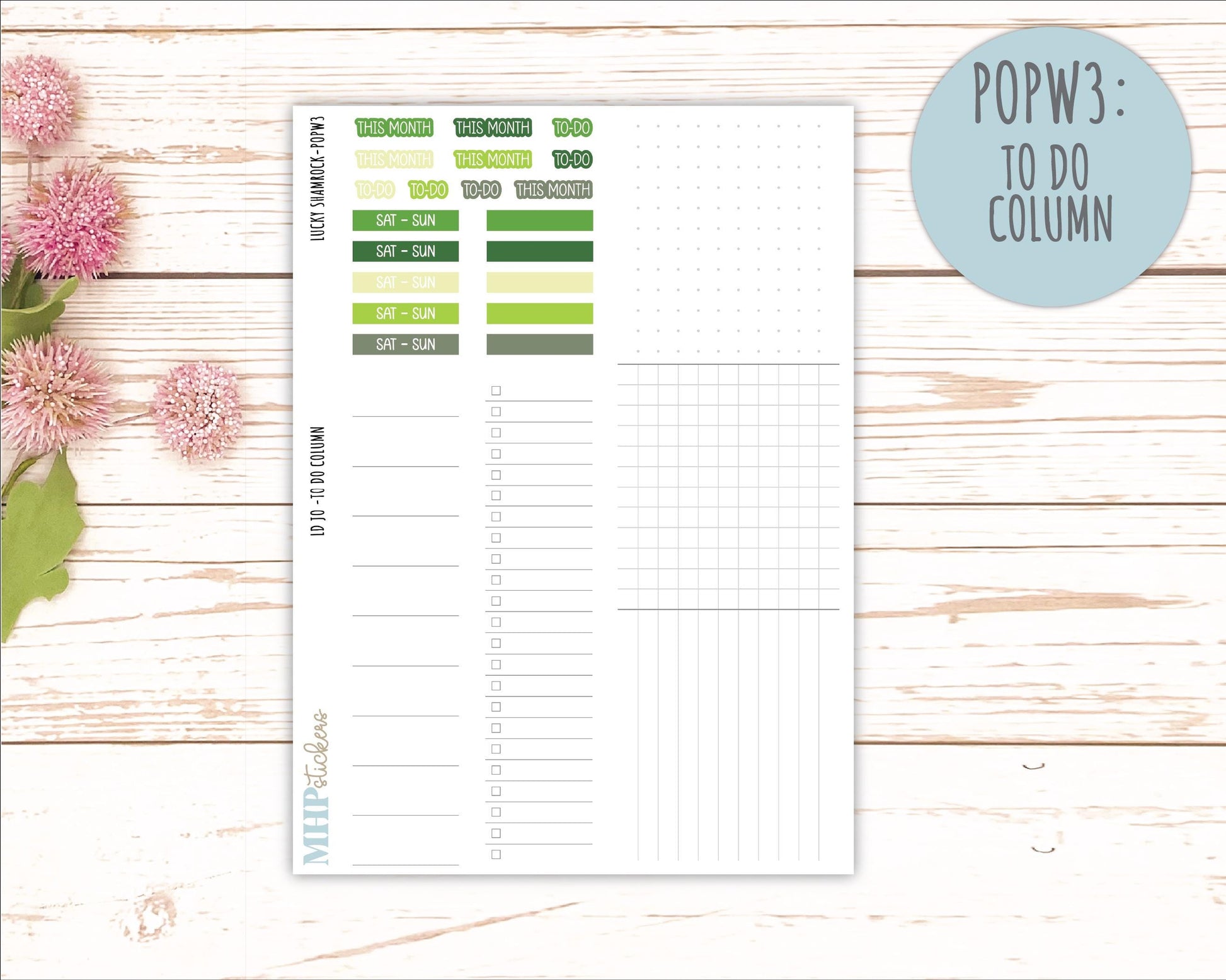 MARCH 2026 Stickers for The Jo, Laurel Denise Planner (Formerly Pop-Up Planner) "Lucky Shamrock" || POP