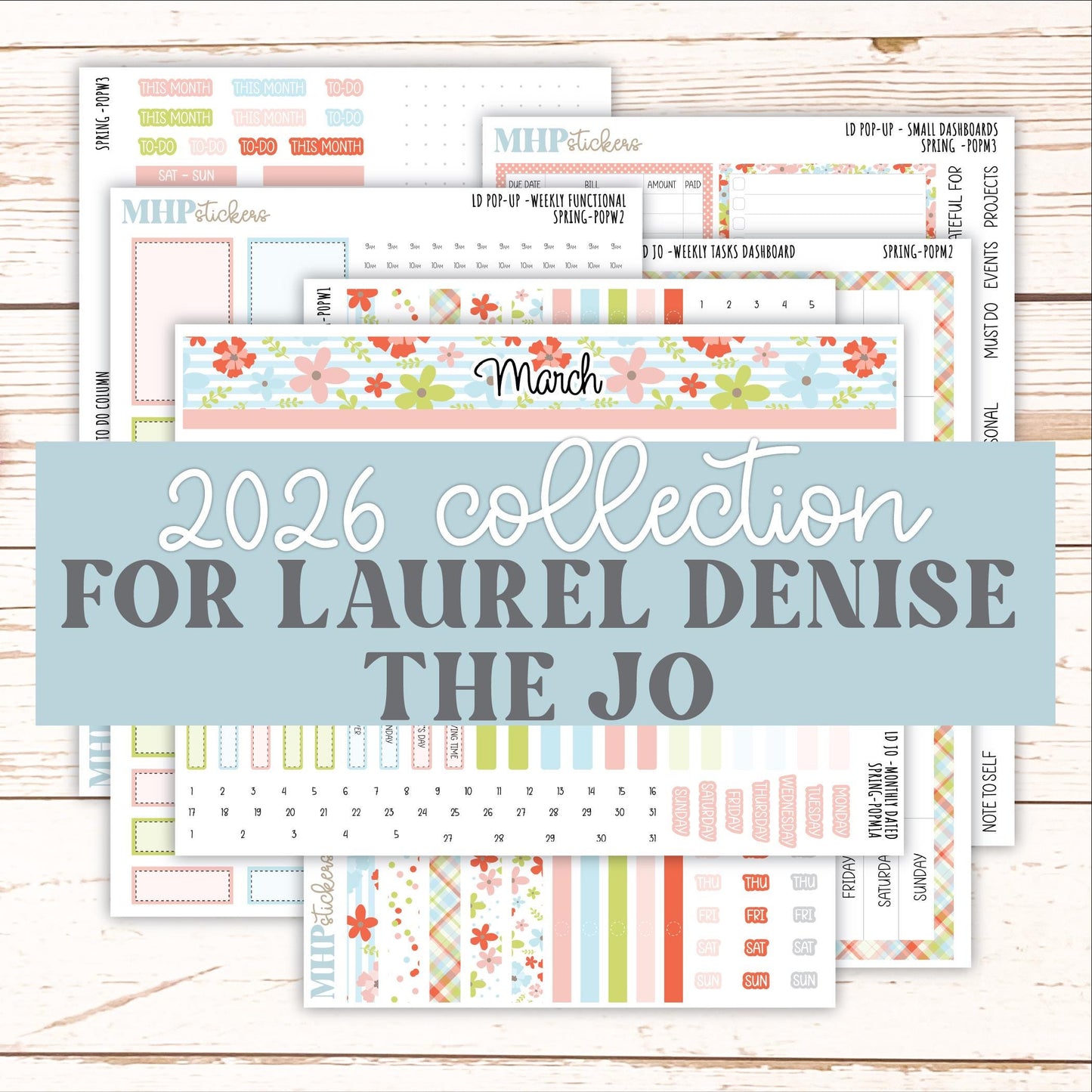 MARCH 2026 Stickers for The Jo, Laurel Denise Planner (Formerly Pop-Up Planner) "Spring" || POP