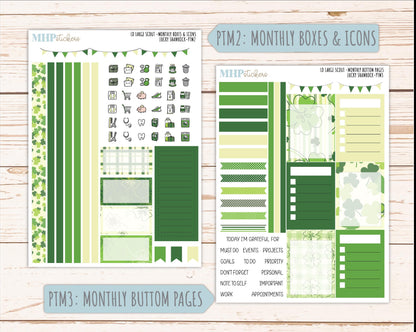 MARCH 2026 Stickers for the Large Scout Planner (formerly Portrait Planner). For Laurel Denise Planners "Lucky Shamrock" ||PT