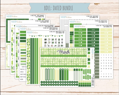 MARCH 2026 Stickers for the Large Scout Planner (formerly Portrait Planner). For Laurel Denise Planners "Lucky Shamrock" ||PT