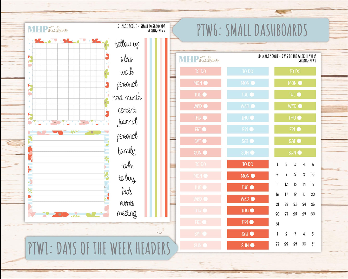 MARCH 2026 Stickers for the Large Scout Planner (formerly Portrait Planner). For Laurel Denise Planners "Spring" ||PT
