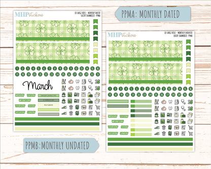 MARCH 2026 Stickers for the Large Rose Planner (Formerly Project Planner). Laurel Denise. "Lucky Shamrock" || PP