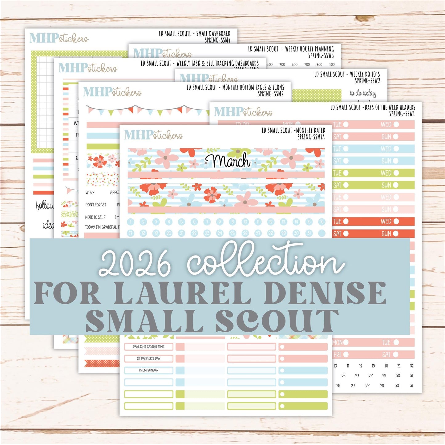 MARCH 2026 Stickers for the Small Scout Planner. For Laurel Denise Planners. "Spring" ||SS