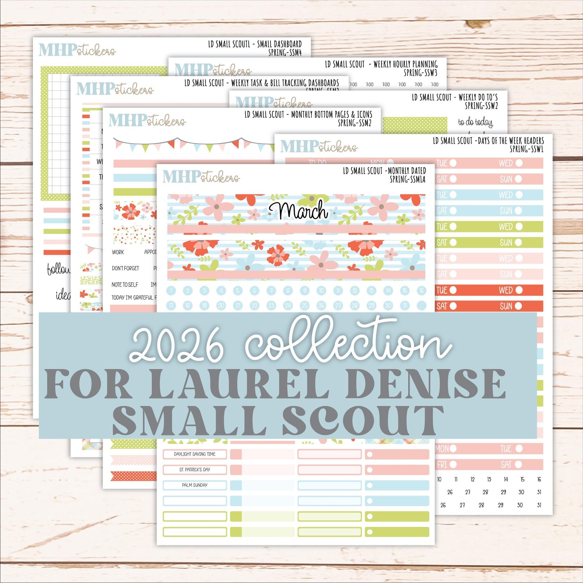 MARCH 2026 Stickers for the Small Scout Planner. For Laurel Denise Planners. "Spring" ||SS