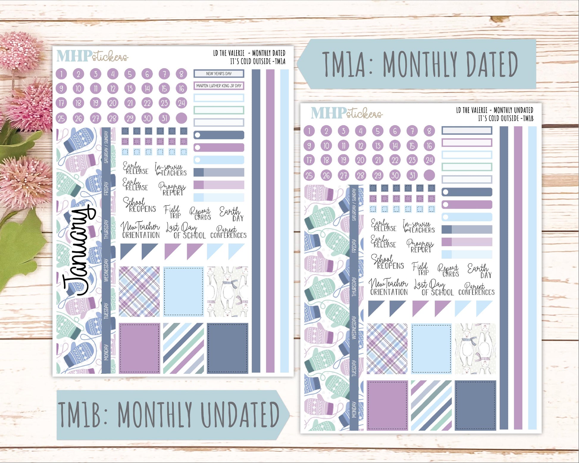 JANUARY Stickers for The Valerie Laurel Denise Planner (Formerly Teacher Planner) "It's Cold Outside" || TC