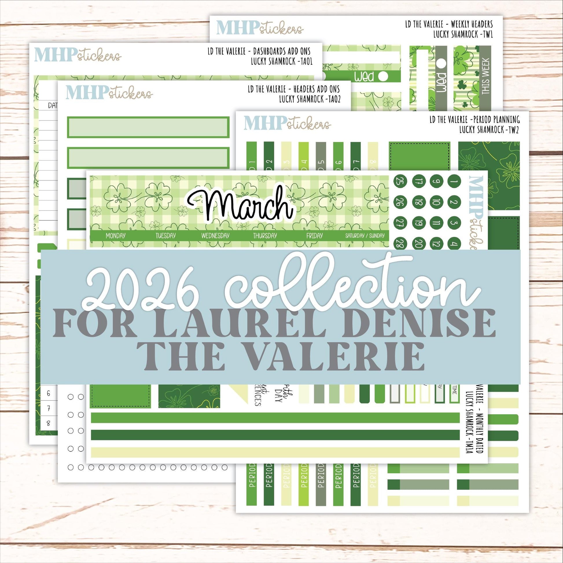 MARCH Stickers for The Valerie Laurel Denise Planner (Formerly Teacher Planner) "Lucky Shamrock" || TC