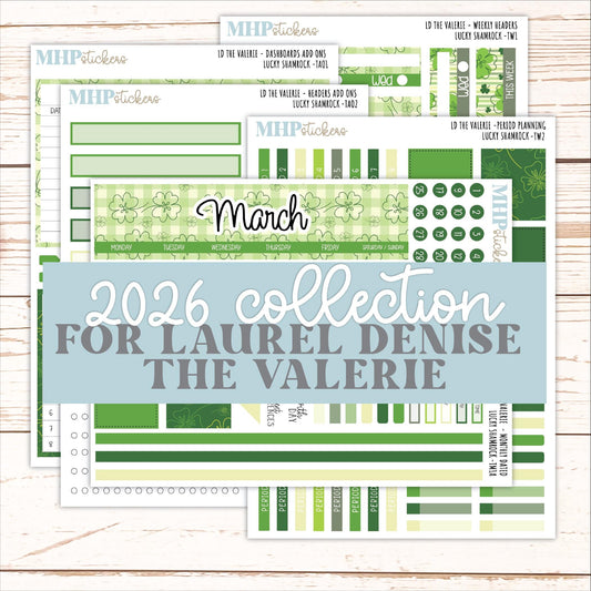 MARCH Stickers for The Valerie Laurel Denise Planner (Formerly Teacher Planner) "Lucky Shamrock" || TC