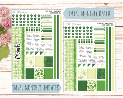 MARCH Stickers for The Valerie Laurel Denise Planner (Formerly Teacher Planner) "Lucky Shamrock" || TC
