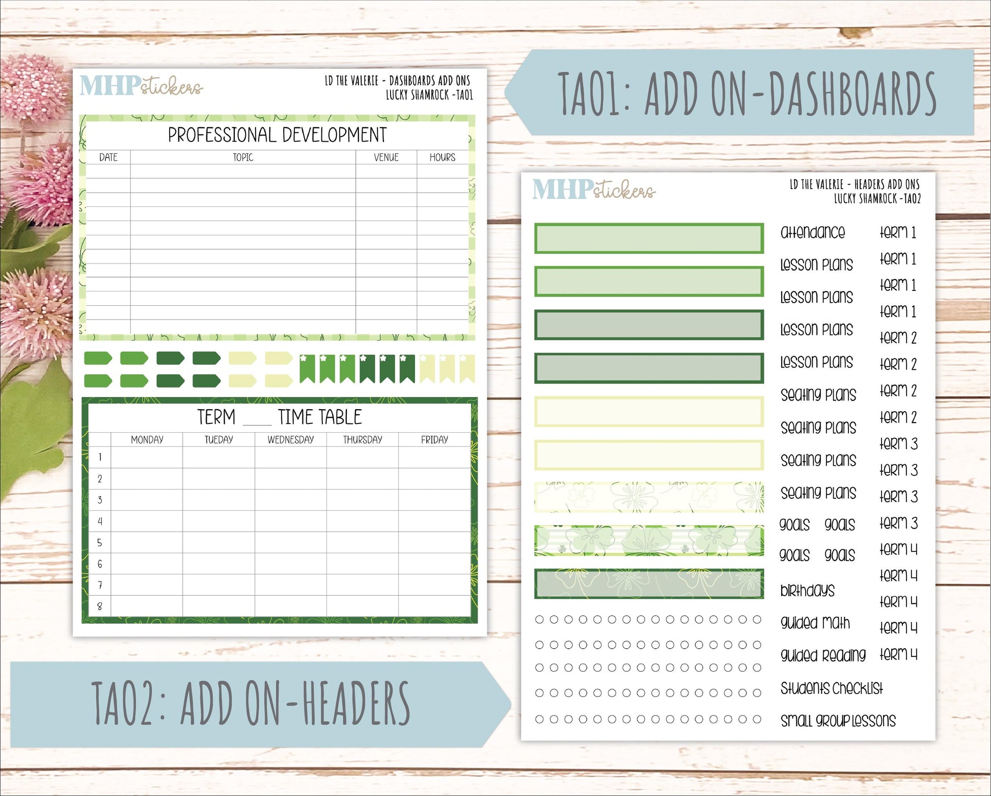 MARCH Stickers for The Valerie Laurel Denise Planner (Formerly Teacher Planner) "Lucky Shamrock" || TC