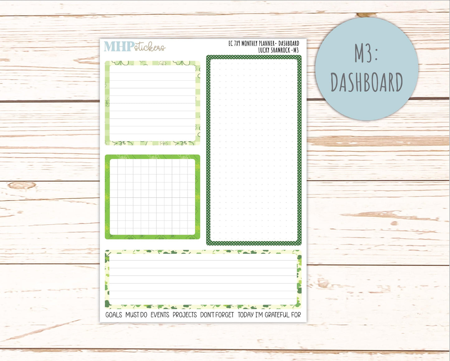 MARCH Monthly Kit for 7x9 Erin Condren Planners. 2026 Collection "Lucky Shamrock" || ECM