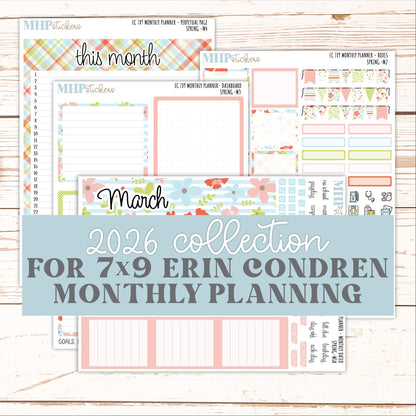 MARCH Monthly Kit for 7x9 Erin Condren Planners. 2026 Collection "Spring" || ECM