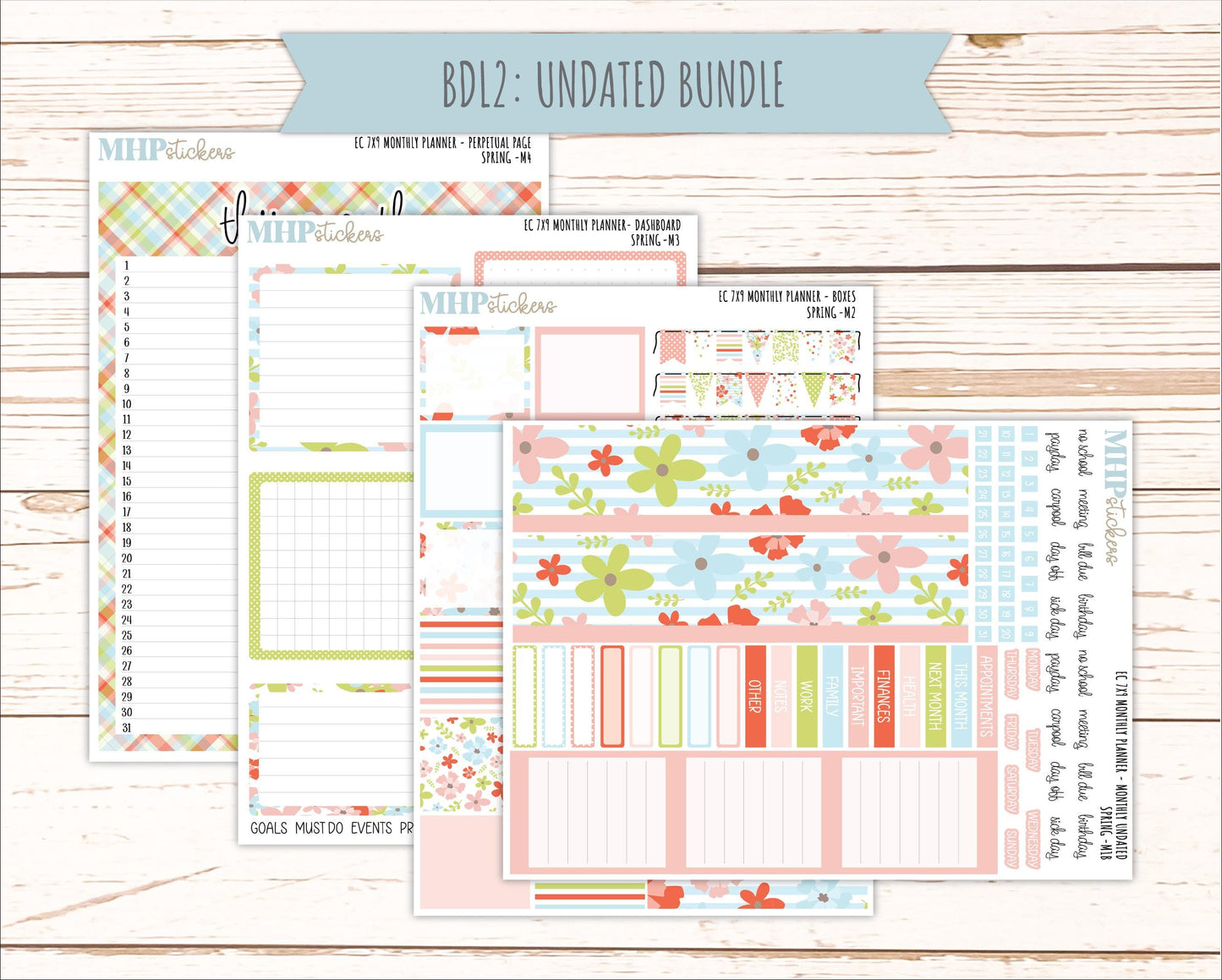 MARCH Monthly Kit for 7x9 Erin Condren Planners. 2026 Collection "Spring" || ECM