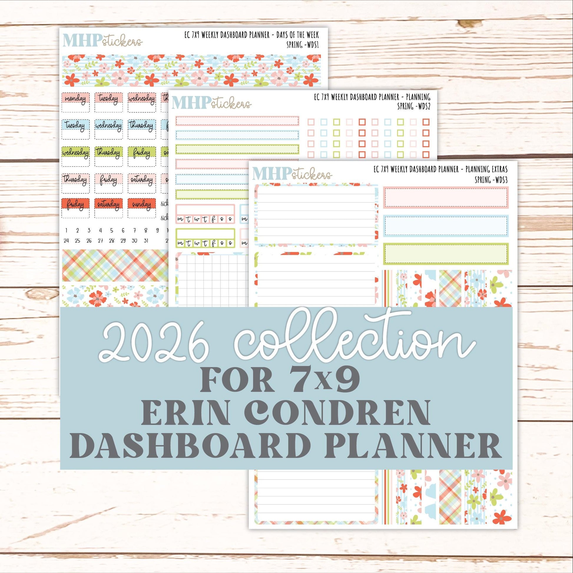 MARCH Weekly Dashboard Kit for 7x9 Erin Condren Planners. 2026 Collection "Spring" || ECWDS