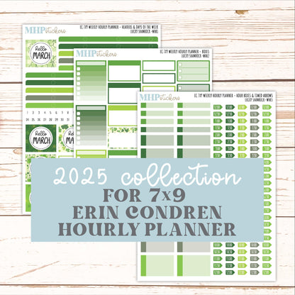 MARCH Weekly Hourly Planning Kits for 7x9 Erin Condren Planners. 2026 Collection "Lucky Shamrock" || ECWHR