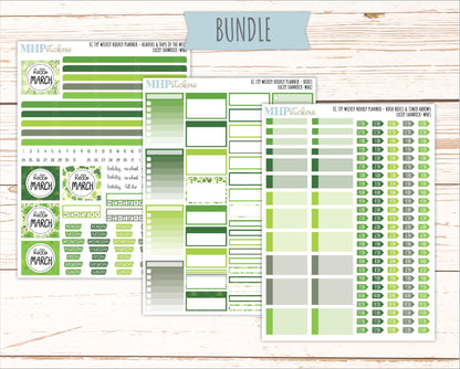 MARCH Weekly Hourly Planning Kits for 7x9 Erin Condren Planners. 2026 Collection "Lucky Shamrock" || ECWHR