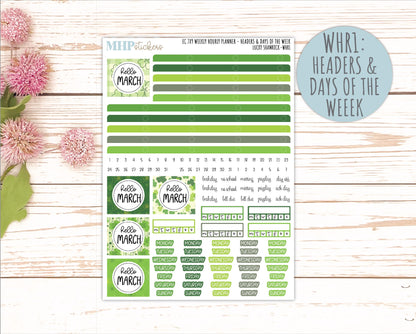 MARCH Weekly Hourly Planning Kits for 7x9 Erin Condren Planners. 2026 Collection "Lucky Shamrock" || ECWHR