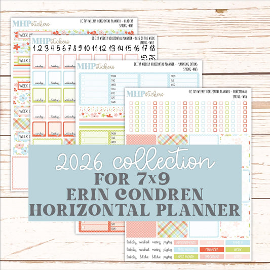 MARCH Weekly Horizontal Planning Kit for 7x9 Erin Condren Planners. 2026 Collection "Spring" || ECWH