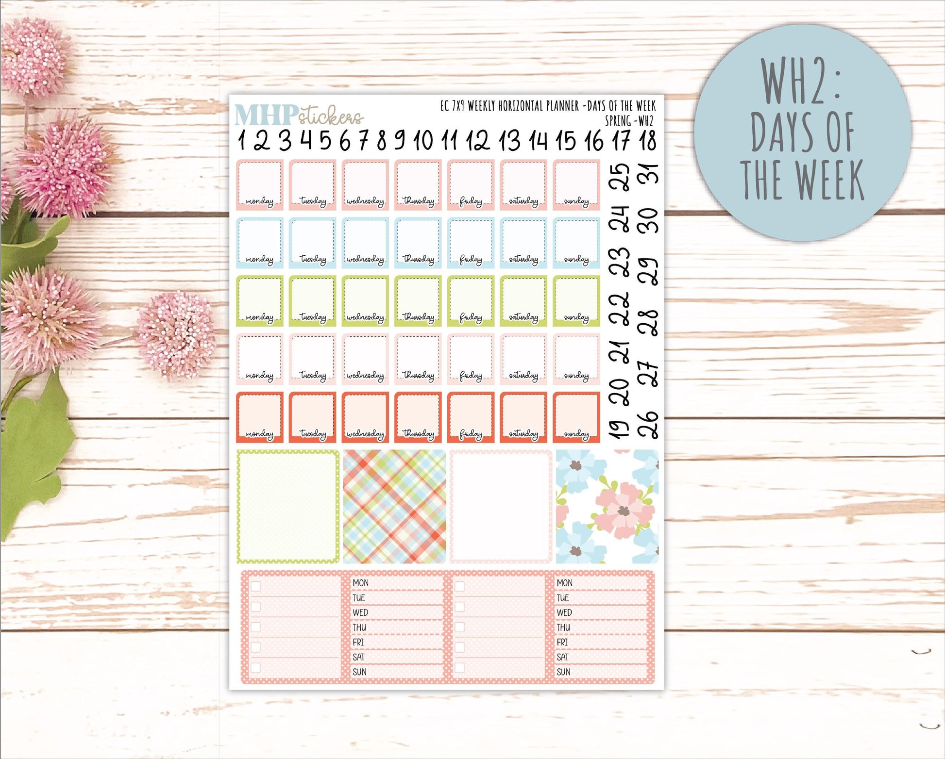 MARCH Weekly Horizontal Planning Kit for 7x9 Erin Condren Planners. 2026 Collection "Spring" || ECWH