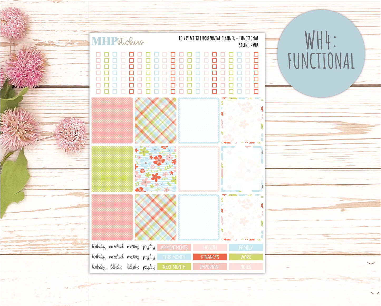 MARCH Weekly Horizontal Planning Kit for 7x9 Erin Condren Planners. 2026 Collection "Spring" || ECWH