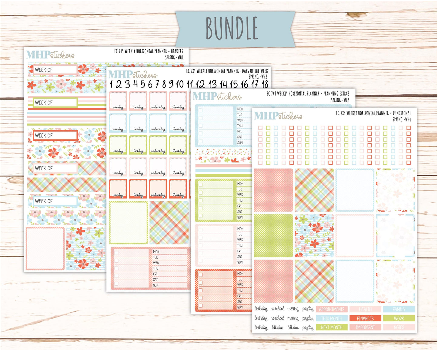 MARCH Weekly Horizontal Planning Kit for 7x9 Erin Condren Planners. 2026 Collection "Spring" || ECWH