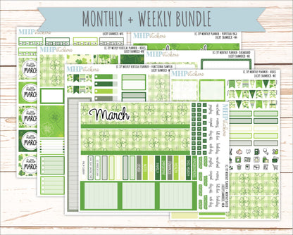 MARCH Weekly Vertical Kits for 7x9 Erin Condren Planners. 2026 Collection "Lucky Shamrock" || ECWV