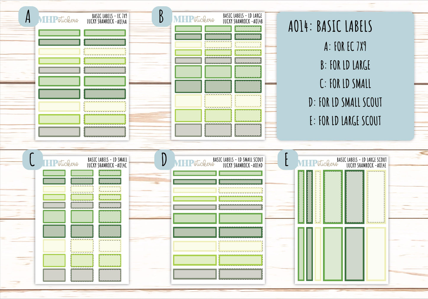 Basic Labels & Habit Trackers. ADD-On's for Monthly Kits "Lucky Shamrock" ||AOBL
