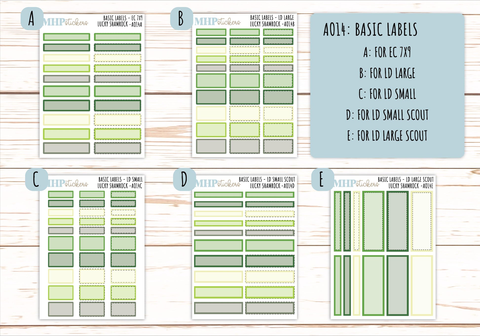 Basic Labels & Habit Trackers. ADD-On's for Monthly Kits "Lucky Shamrock" ||AOBL