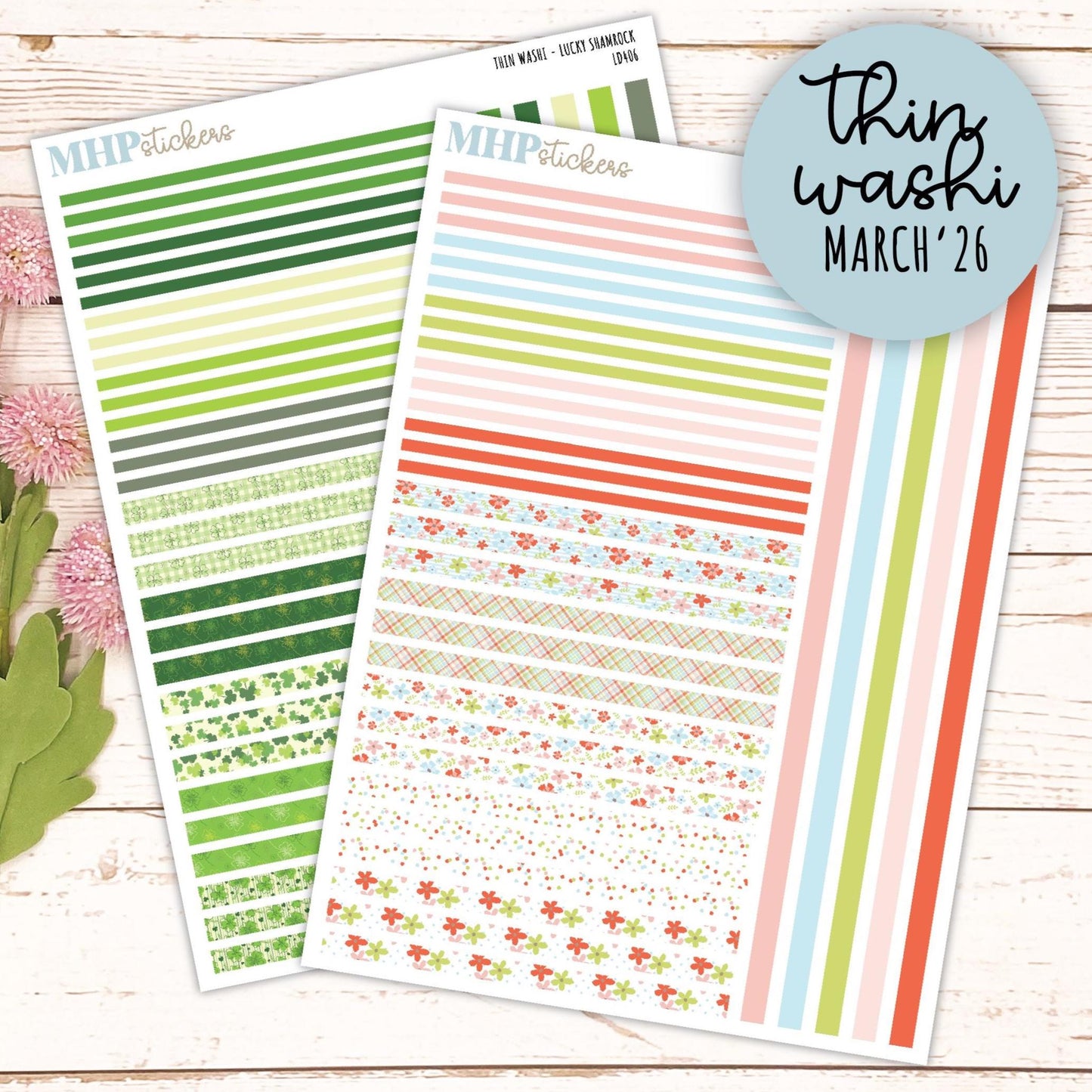Thin Washi for Laurel Denise Planners. Planner Stickers MARCH '26 || LD406