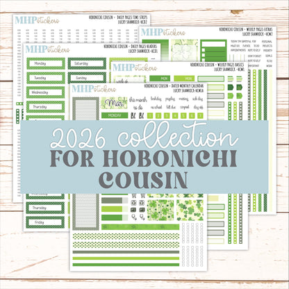 MARCH 2026 Stickers for Hobonichi Cousin. A5 Planners "Lucky Shamrock" || HC