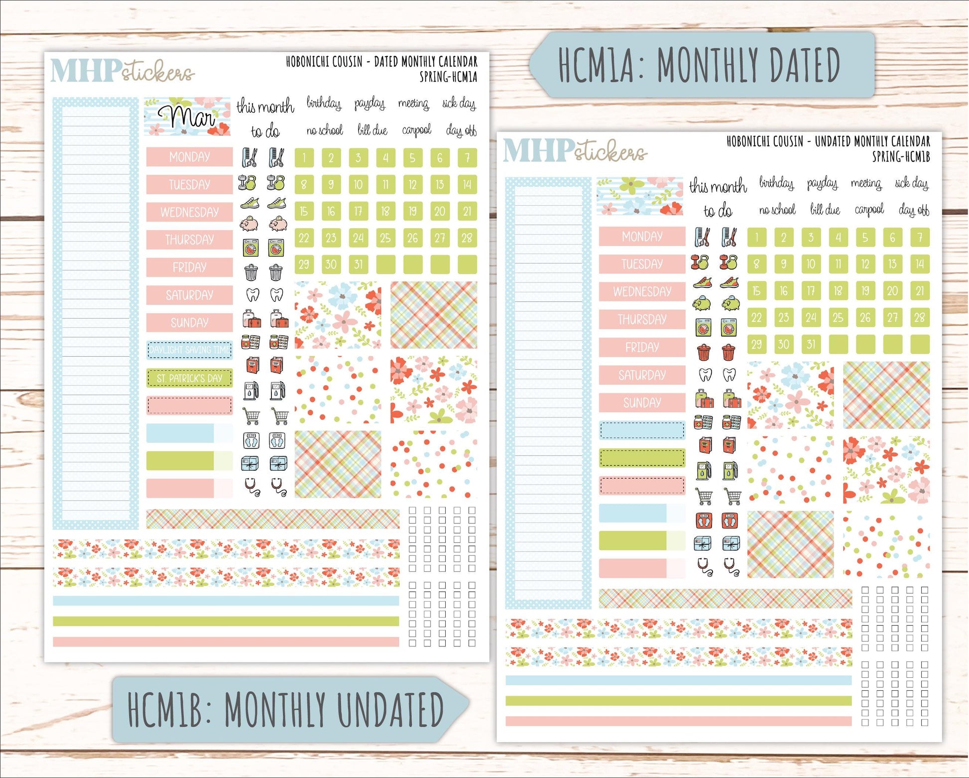 MARCH 2026 Stickers for Hobonichi Cousin. A5 Planners "Spring" || HC