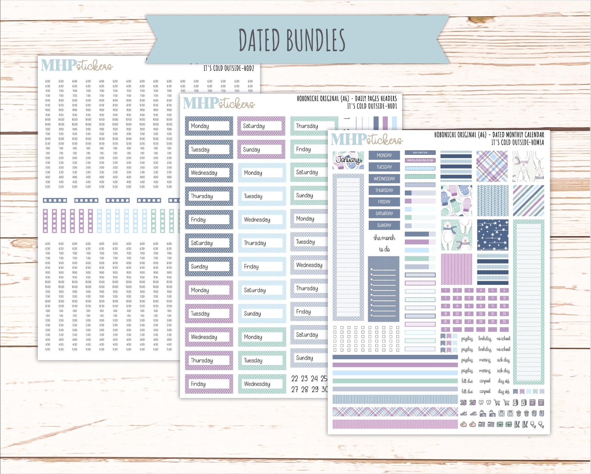 JANUARY 2026 Stickers for Hobonichi Techo Original. A6 Planners "It's Cold Outside" || HO