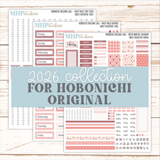 FEBRUARY 2026 Stickers for Hobonichi Techo Original. A6 Planners "Sweet Valentine" || HO