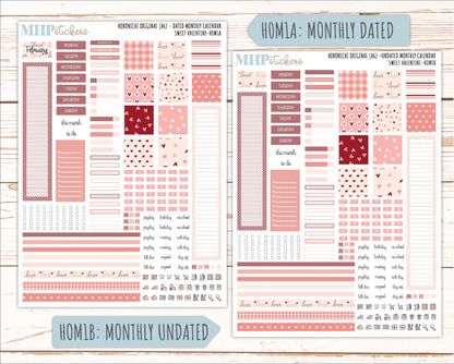 FEBRUARY 2026 Stickers for Hobonichi Techo Original. A6 Planners "Sweet Valentine" || HO