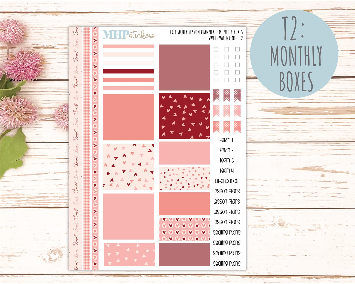 FEBRUARY Stickers for EC Teacher Lesson Planner. 2026 Collection "Sweet Valentine" || ECT