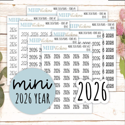 Mini 2026 Year Stickers for Bullet Journals and Planners || Q148