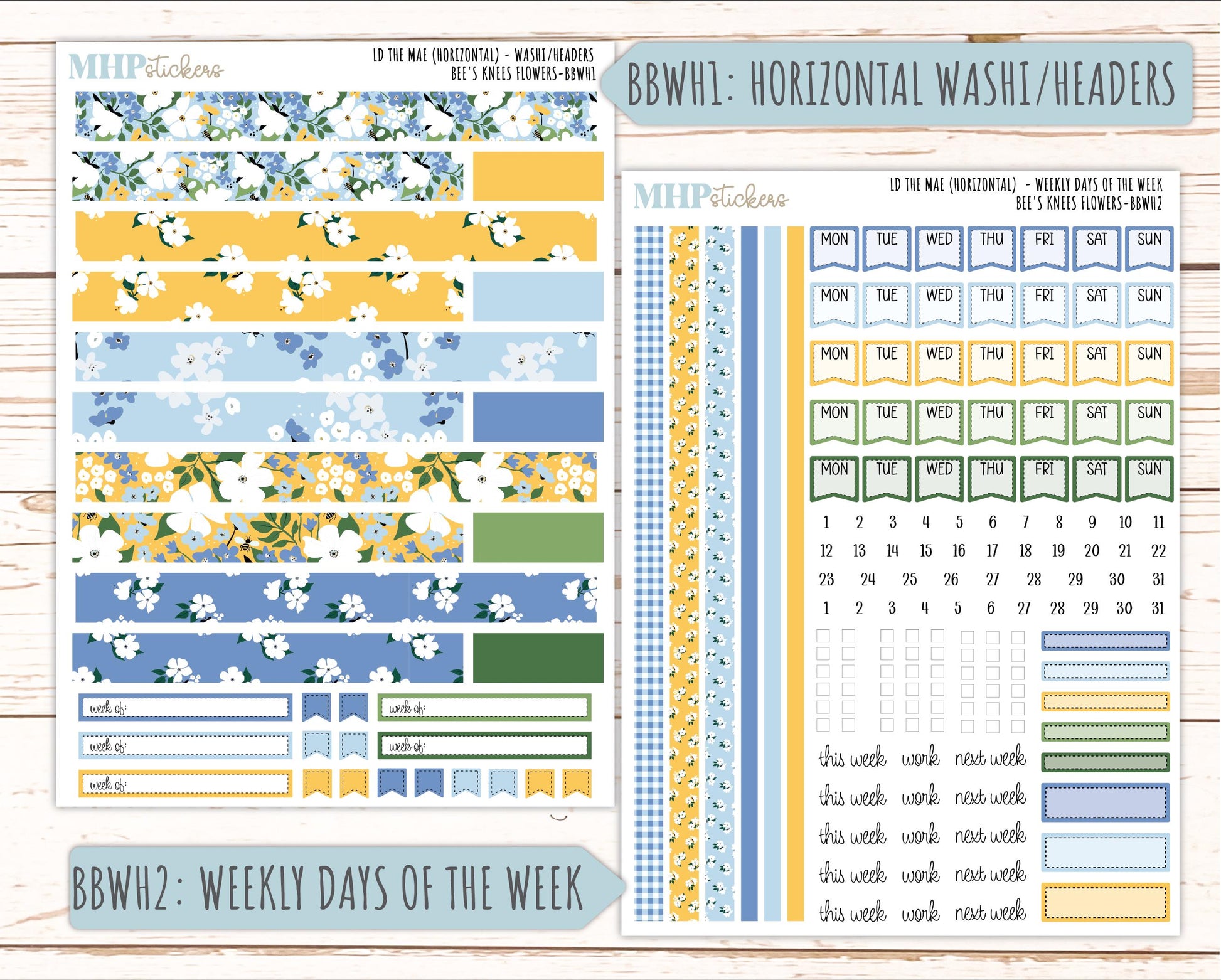 APRIL 2026 Stickers for the Mae & Kristy Laurel Denise Planners (Book Bound Planner) "Bee's Knees Flowers" || BB