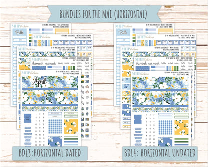 APRIL 2026 Stickers for the Mae & Kristy Laurel Denise Planners (Book Bound Planner) "Bee's Knees Flowers" || BB